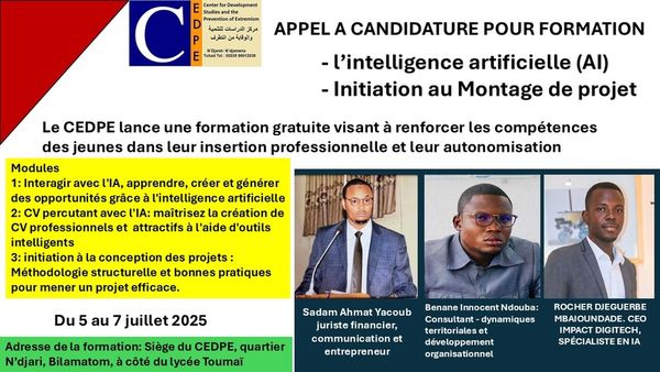 Tchad : Le CEDPE organise une formation sur l'intelligence Artificielle (5-7 juillet 2025)