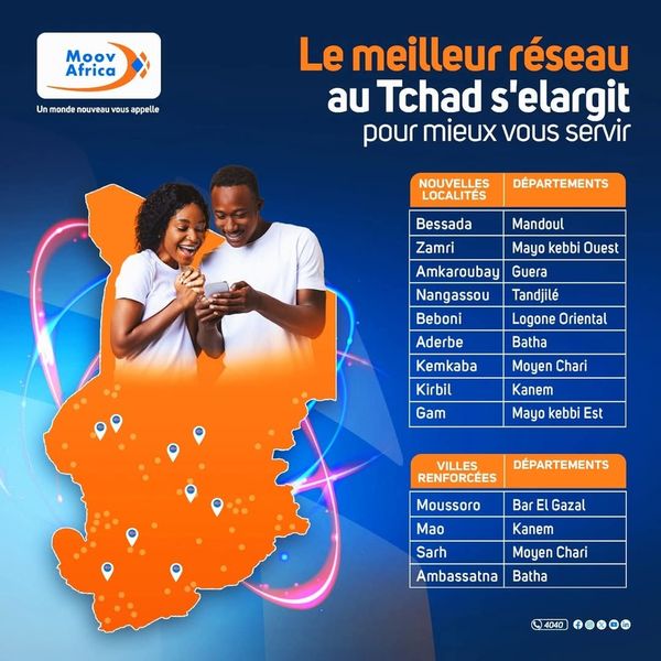 Tchad : Moov Africa continue de renforcer sa couverture réseau pour mieux servir ses abonnés