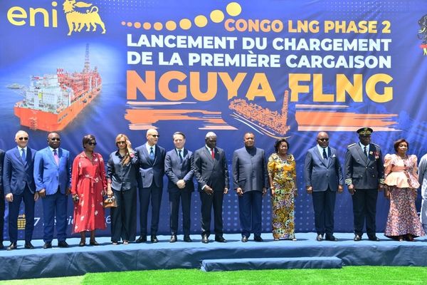 Denis Sassou N'Guesso après le lancement du chargement