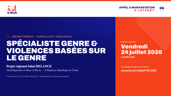 Projet Sahel RELANCE : Avis d'Appel à Manifestation d'Intérêt pour un Spécialiste Genre & Violences Basées sur le Genre