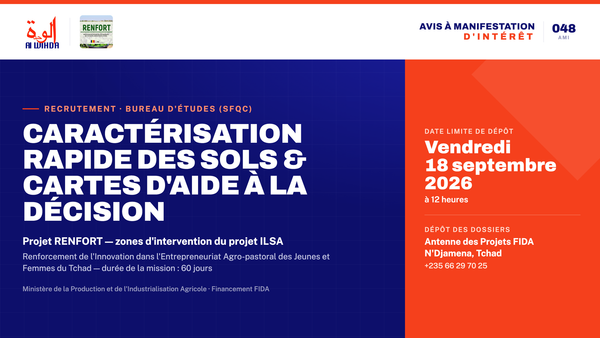 Tchad : le projet RENFORT recherche un cabinet pour la caractérisation rapide des sols
