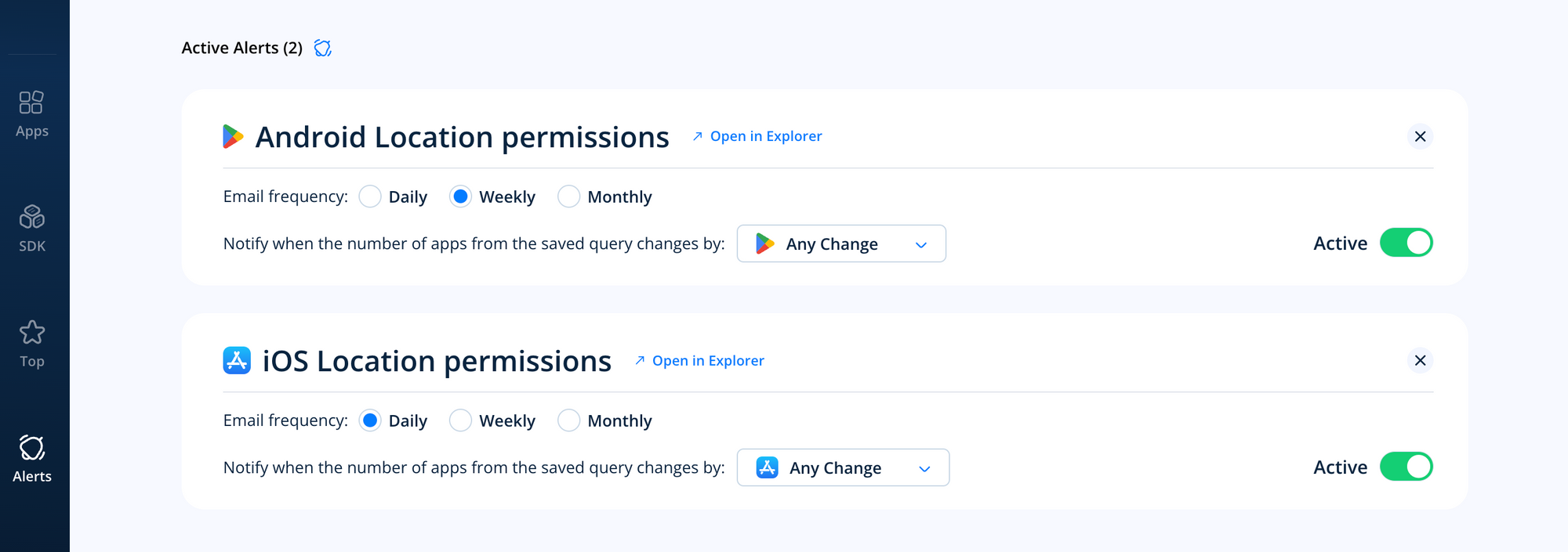 NEW: App Query and SDK Alerts on the 42matters Explorer