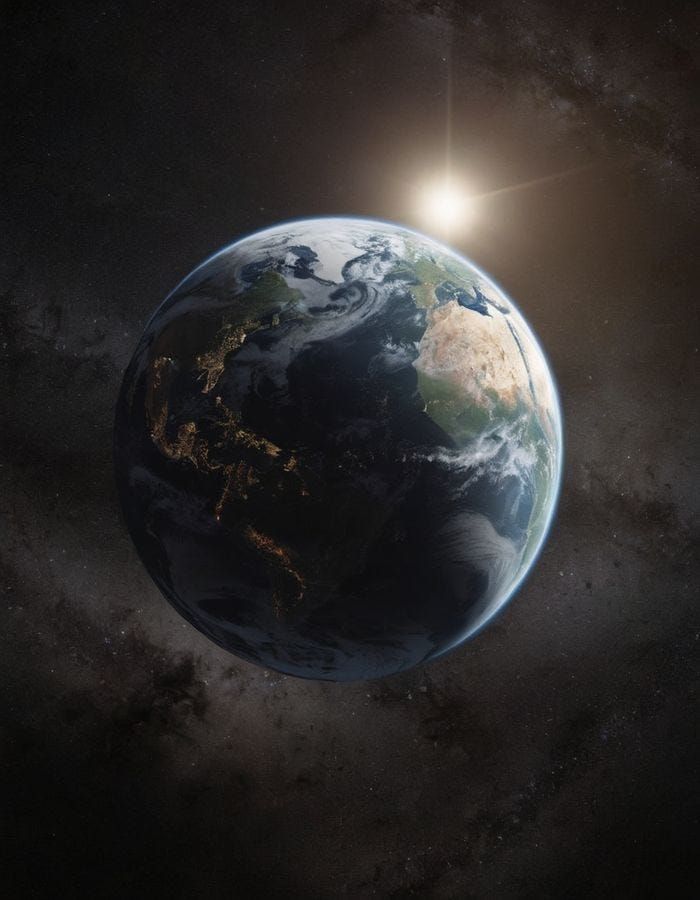 An Artificial Intelligence derived photo of the earth in space