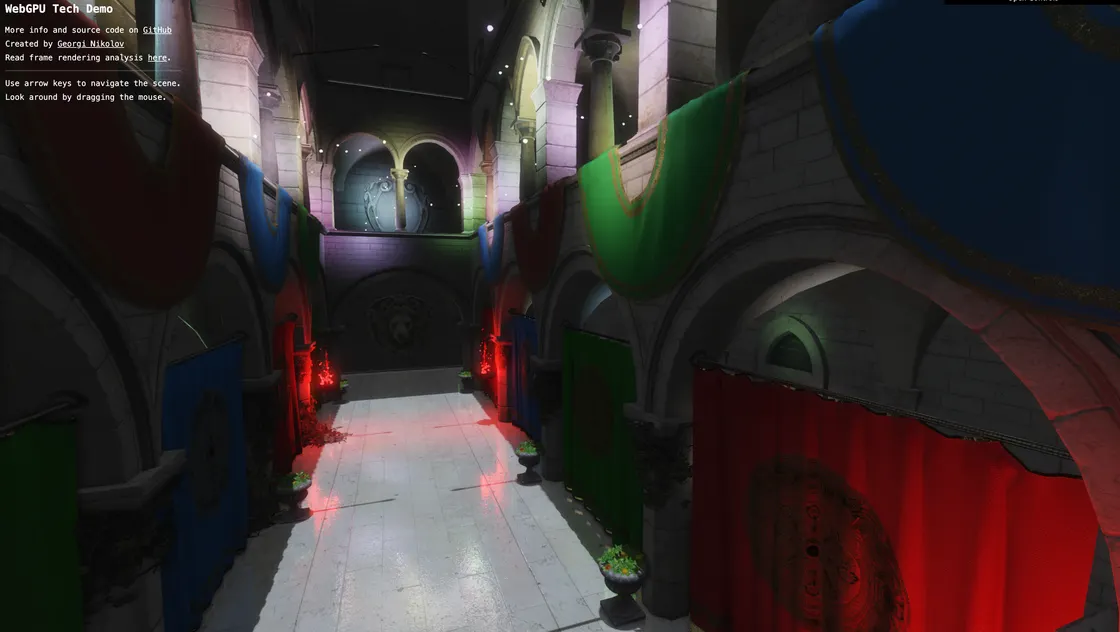 Deferred Rendering in WebGPU: Sponza with 400+ Compute-Driven Point Lights
