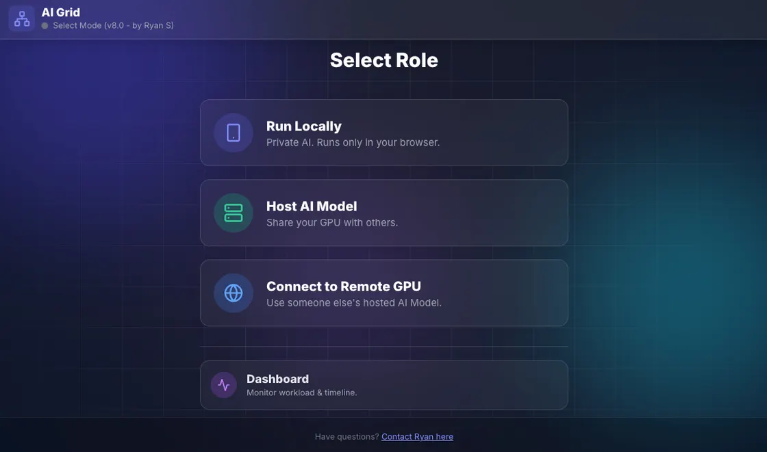AI Grid: Run LLMs in Your Browser, Share GPU Compute with the World
