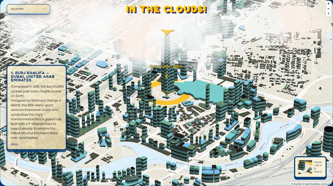 In The Clouds: Tallest Buildings as 40-Meter Blocks