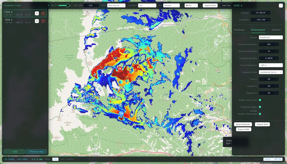 WebRF: The Longley-Rice Radio Propagation Model, Running in WebGPU Compute Shaders