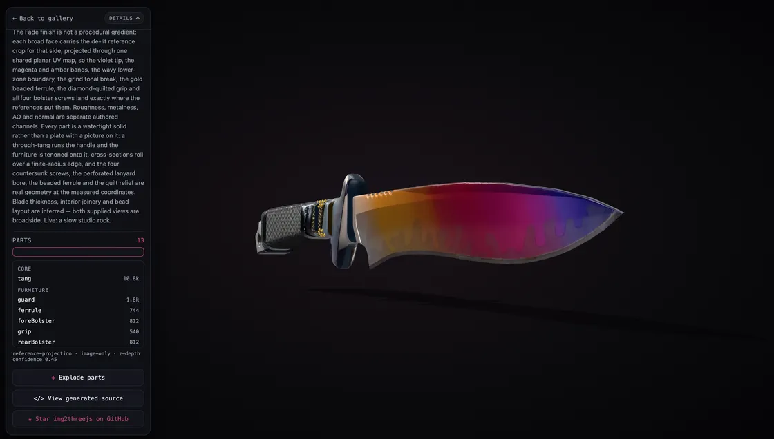 img2threejs Turns One Photo Into Procedural Three.js Code