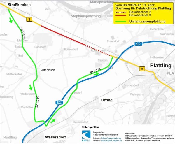 Neue Fahrbahn für die B 8 zwischen Plattling und Straßkirchen: Arbeiten starten am 30. März