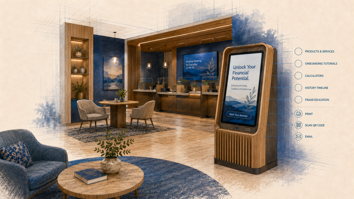 A Six-Figure Interactive Kiosk Rollout. Why Put Your Bank’s Website on the Screens?