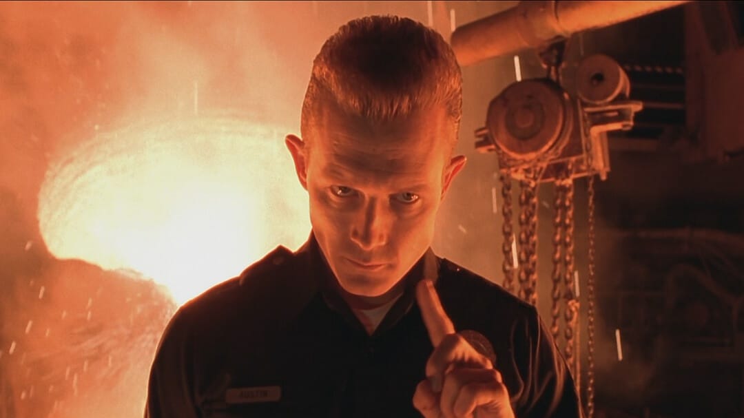 Robert Patrick como T-1000 no filme Terminator 2