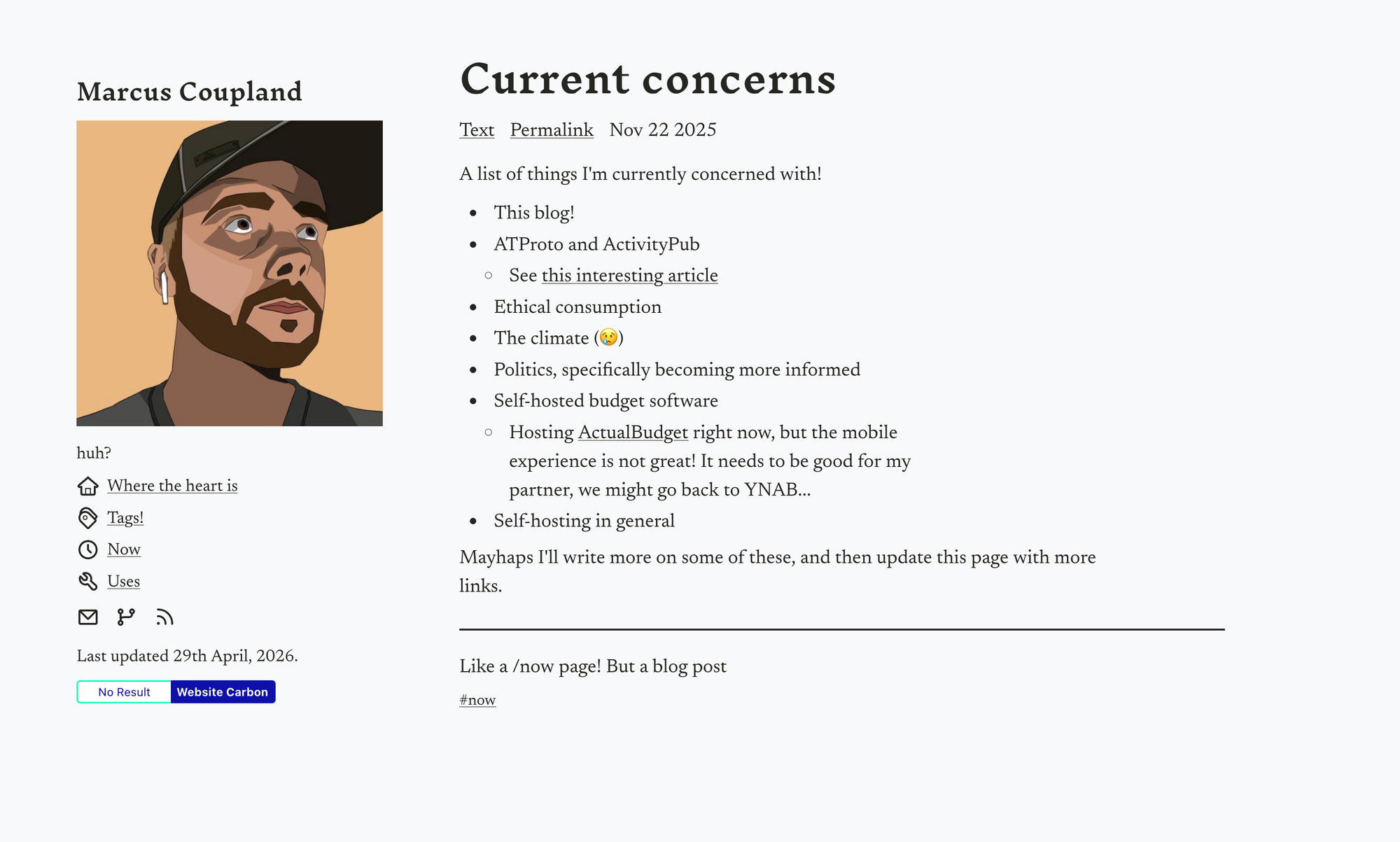 Screenshot of post "Current concerns" on the original version of the site it was posted on