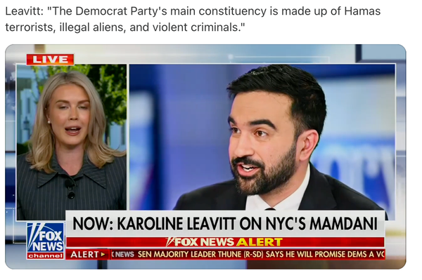 Leavitt: "The Democrat Party's main constituency is made up of Hamas terrorists, illegal aliens, and violent criminals"
