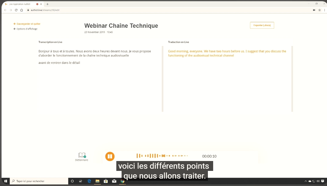 Authôt Live : traduction en direct pour les pros