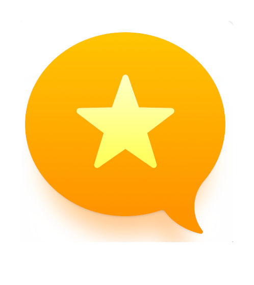 Logo for Microblog a speech bubble with a yellow star in the centre
