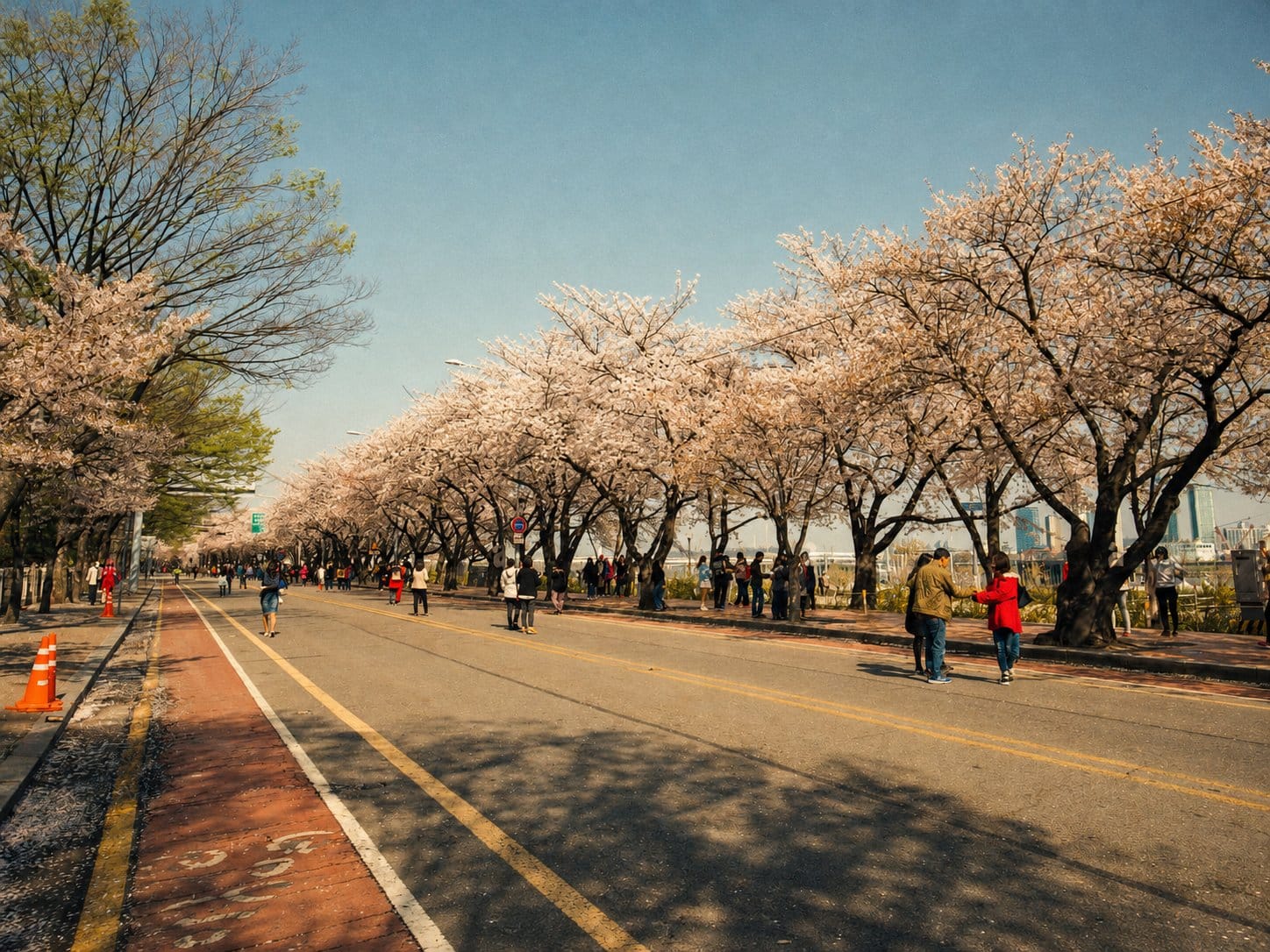 Yeouido Hangang Park cherry blossom walkway