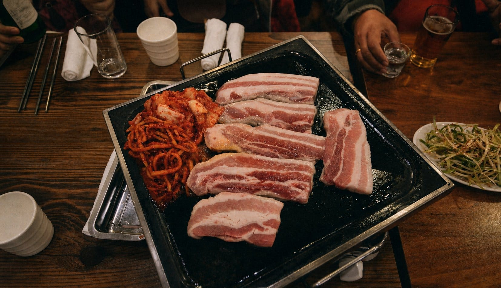Korean BBQ pork belly grill table