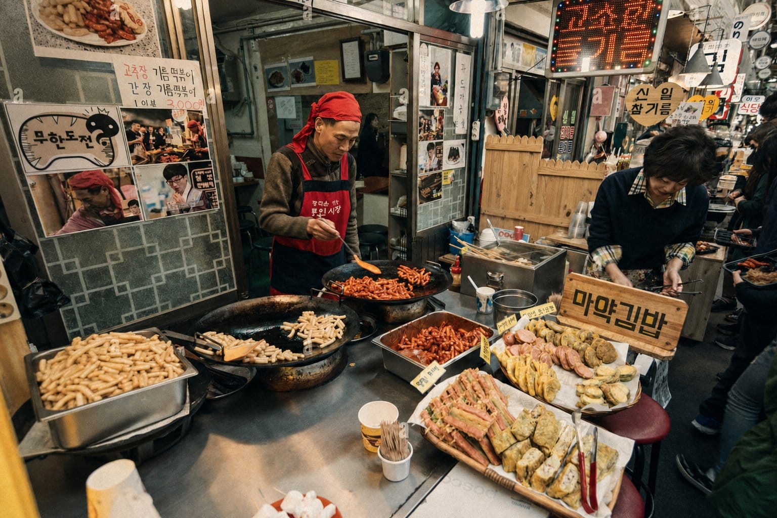 Seoul street food market stall tteokbokki