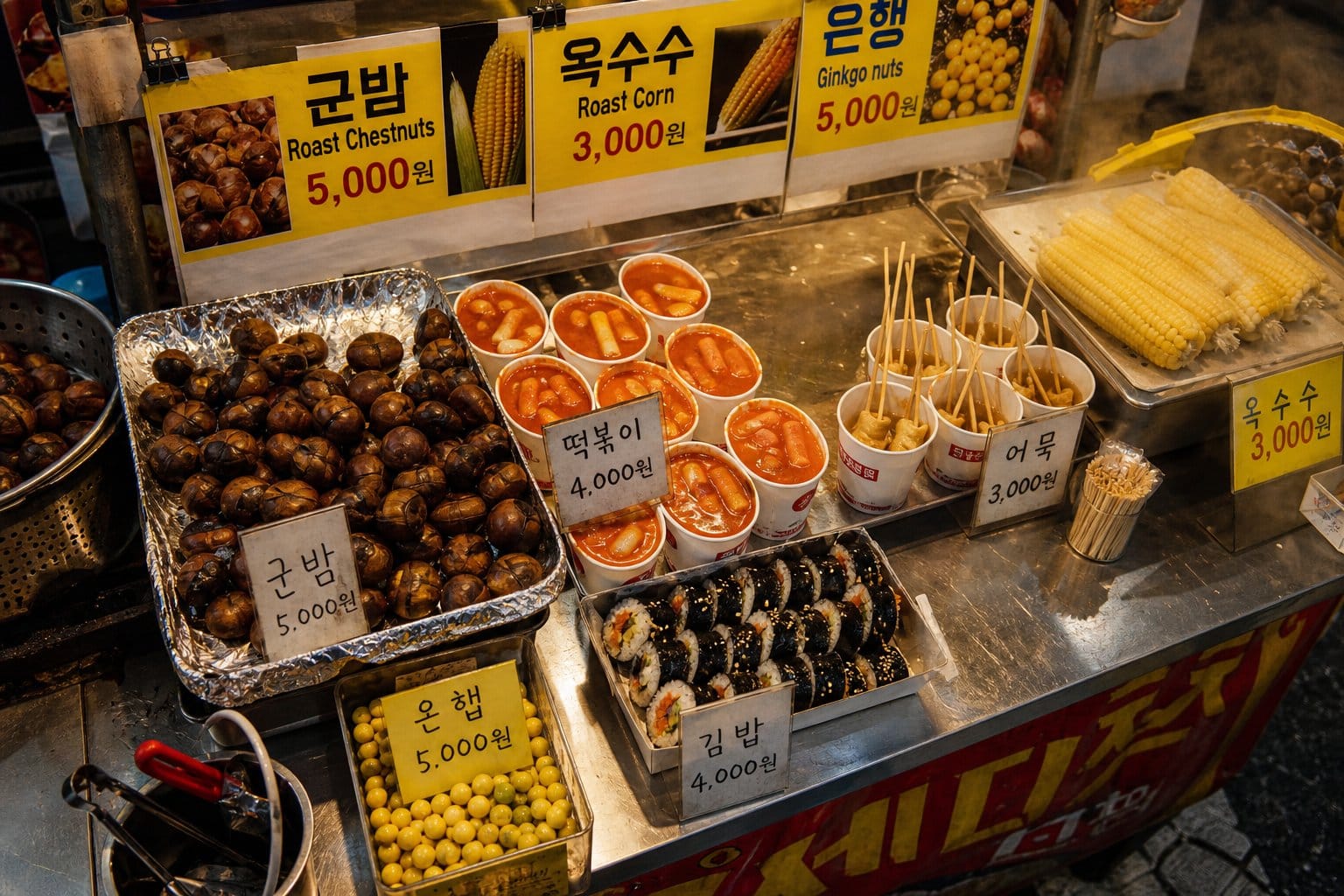 Myeongdong outdoor vendor stalls Seoul
