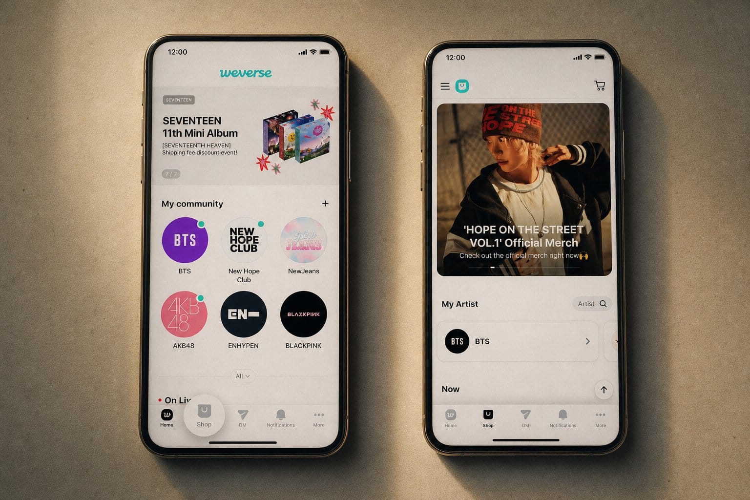 Weverse fan platform app screen