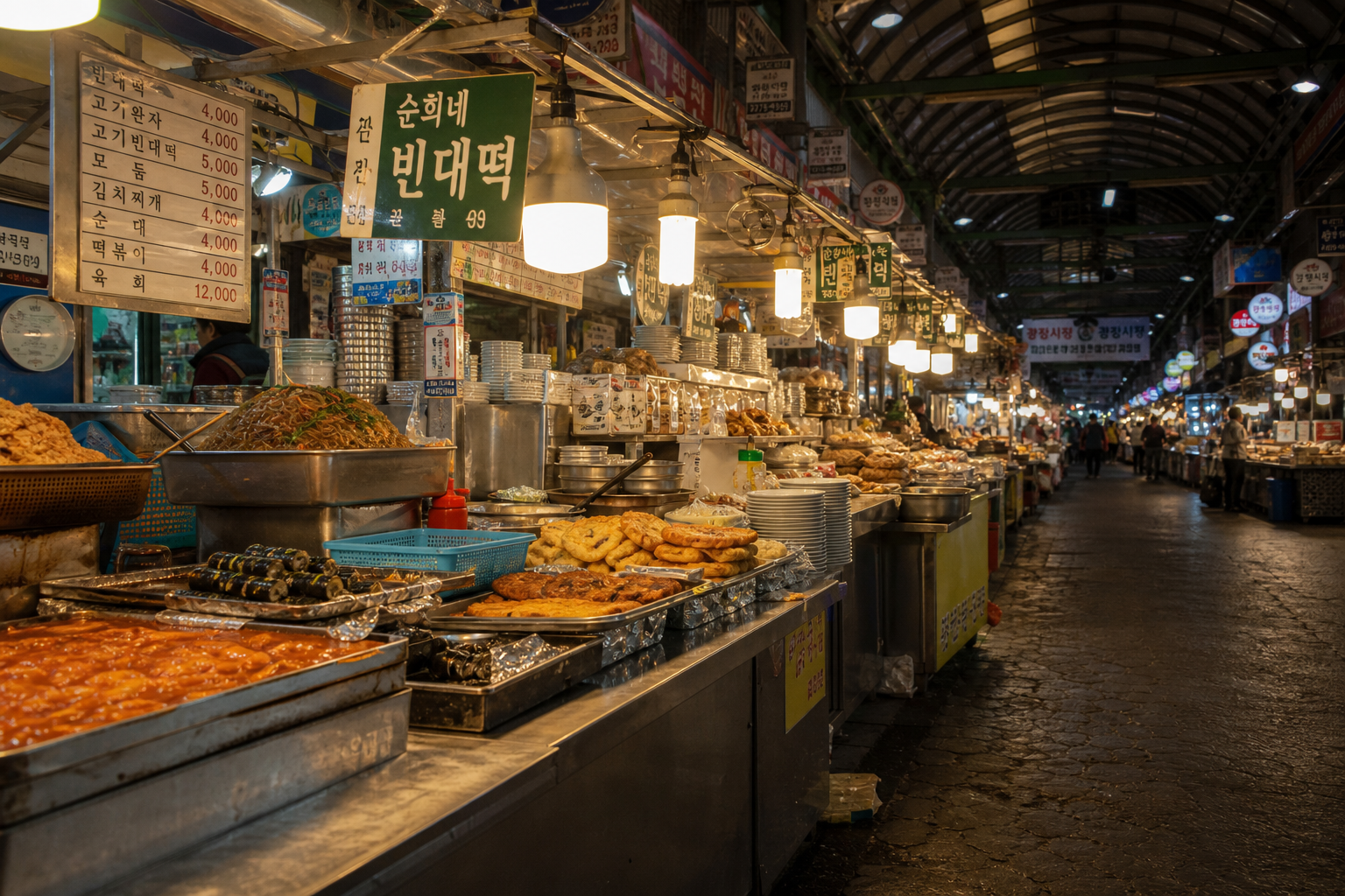 Gwangjang Market street food stalls, Seoul