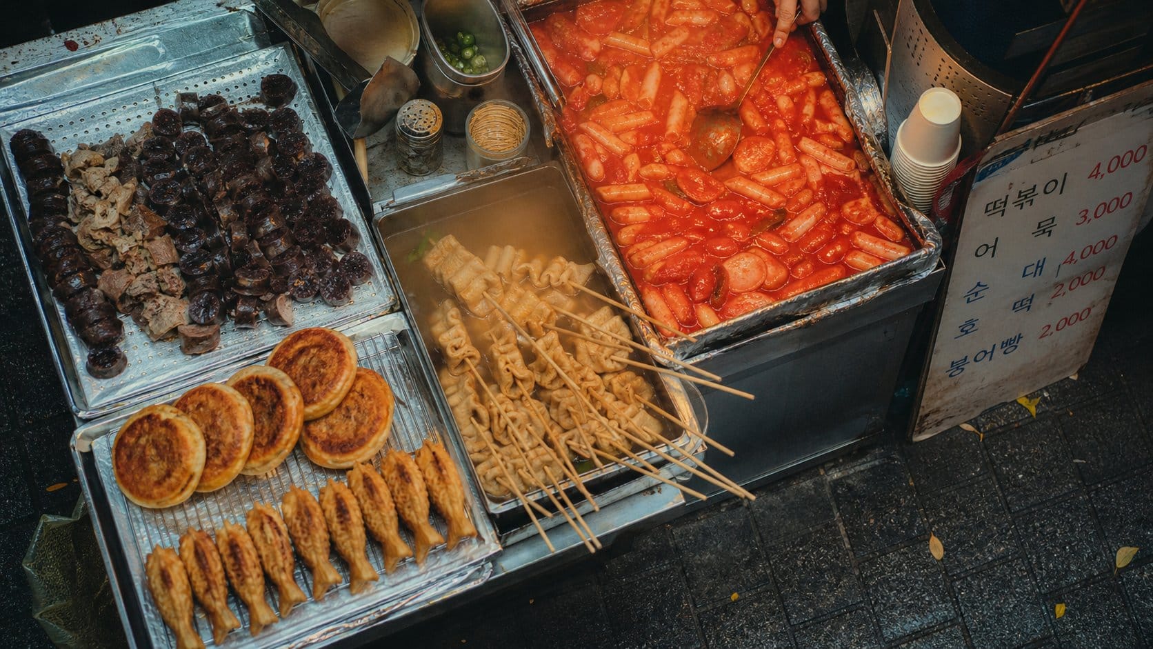 Myeongdong pedestrian food strip vendor
