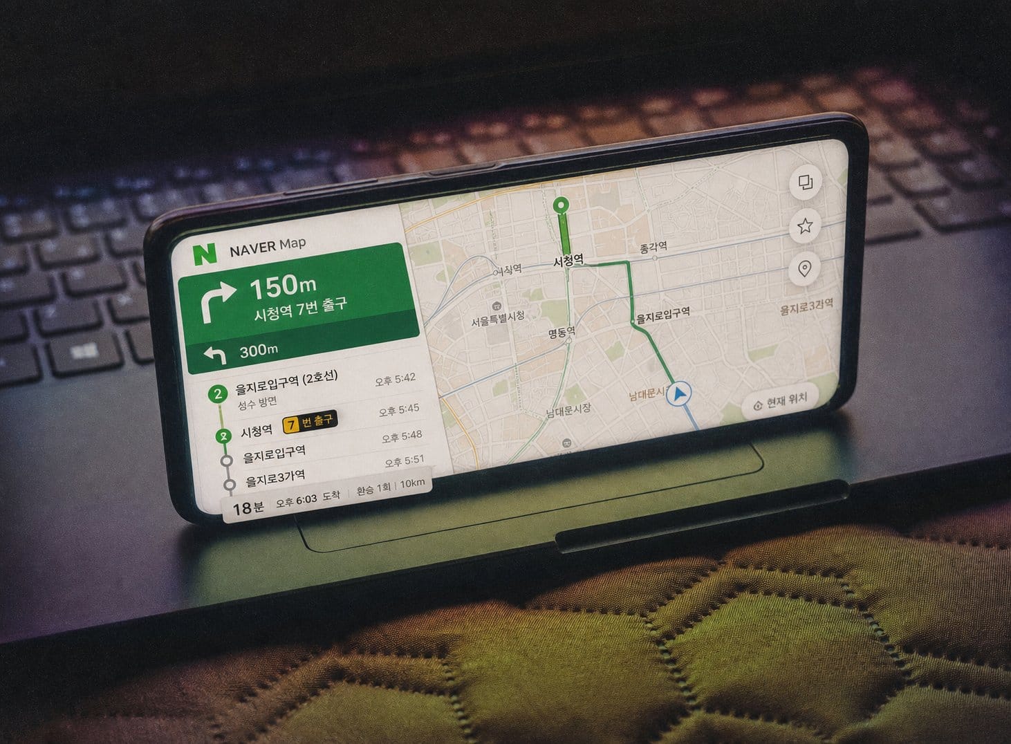 Naver Map app navigation screen