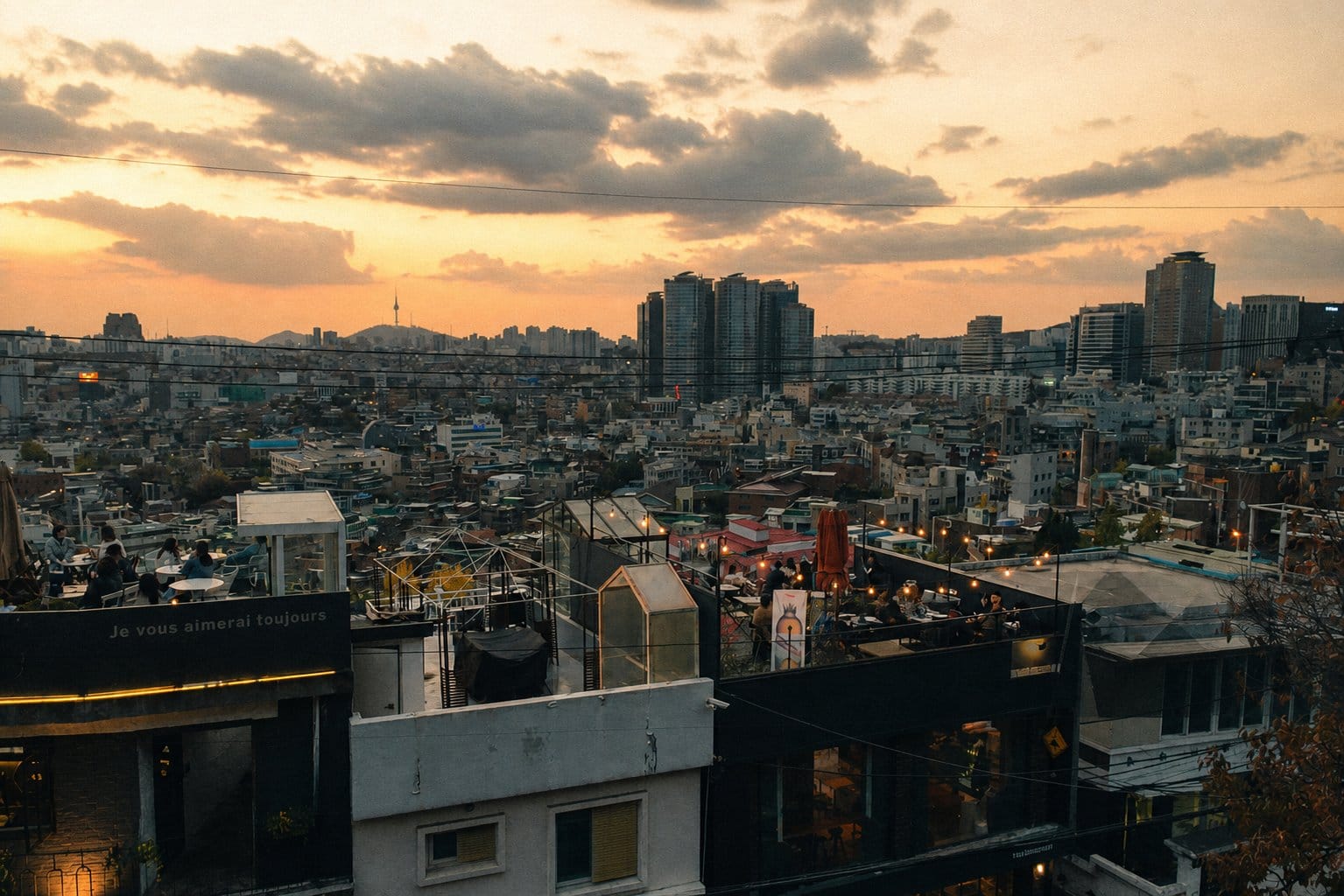 Myeongdong rooftop cafe with Namsan Tower view