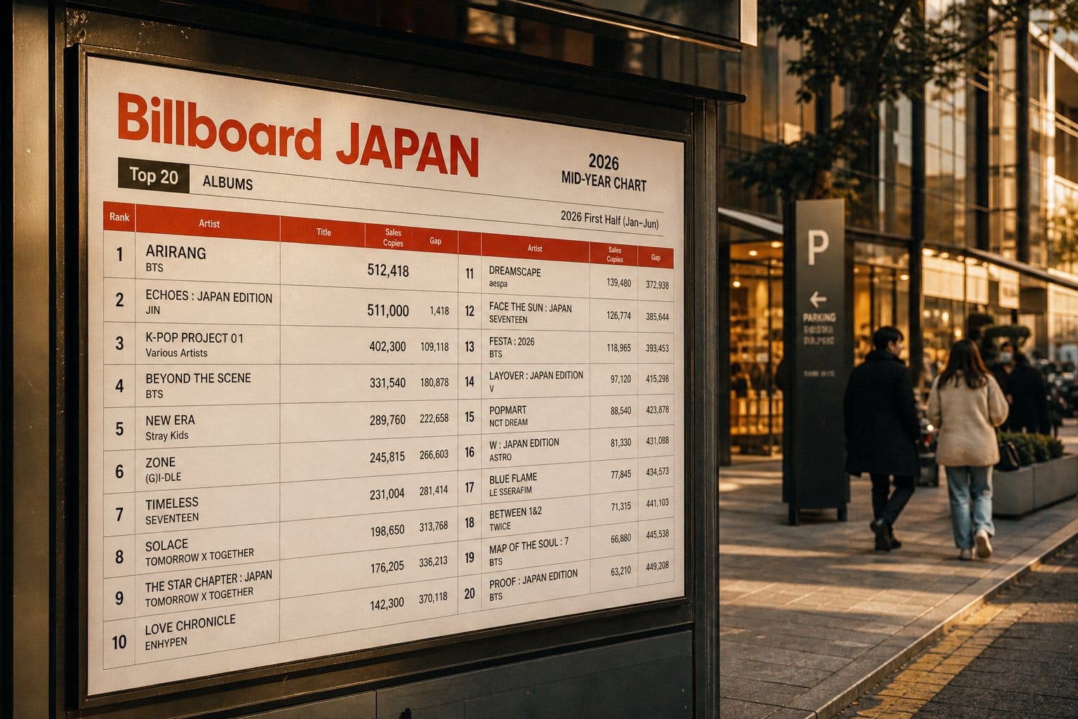 Billboard Japan chart display