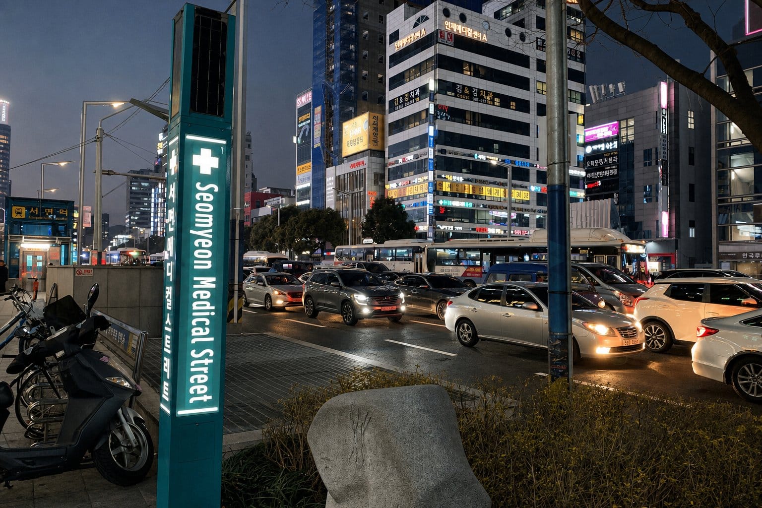 서면메디컬스트리트 (거리 외관 및 간판 - 왼쪽에 