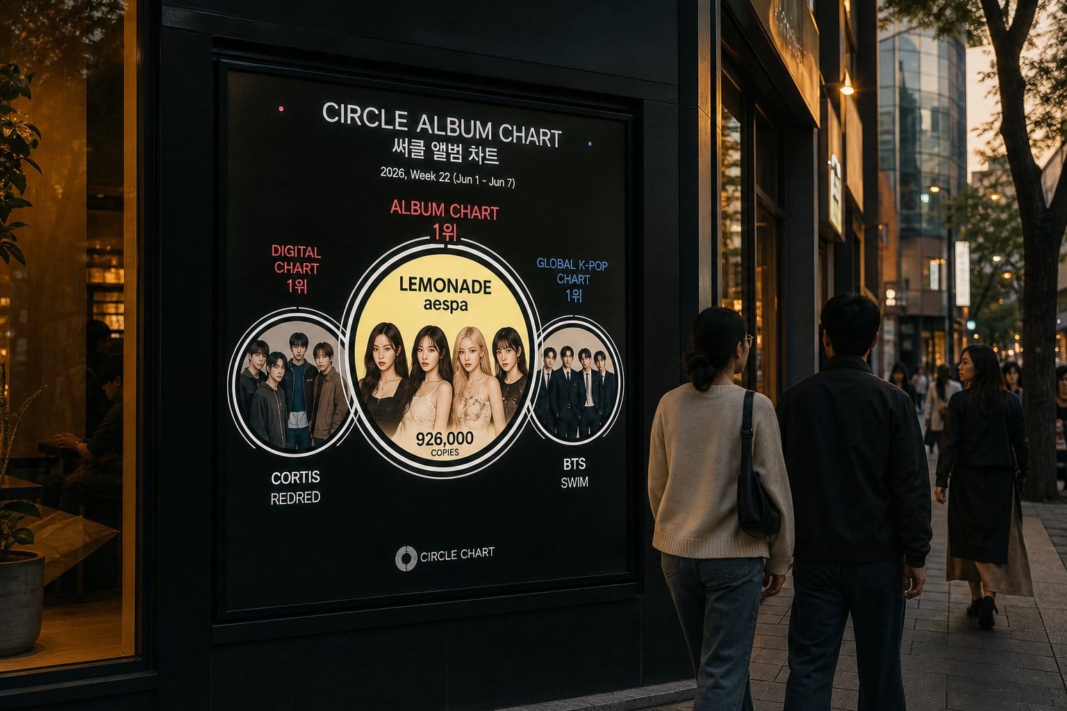 Circle Album Chart (써클 앨범 차트) weekly #1 display board