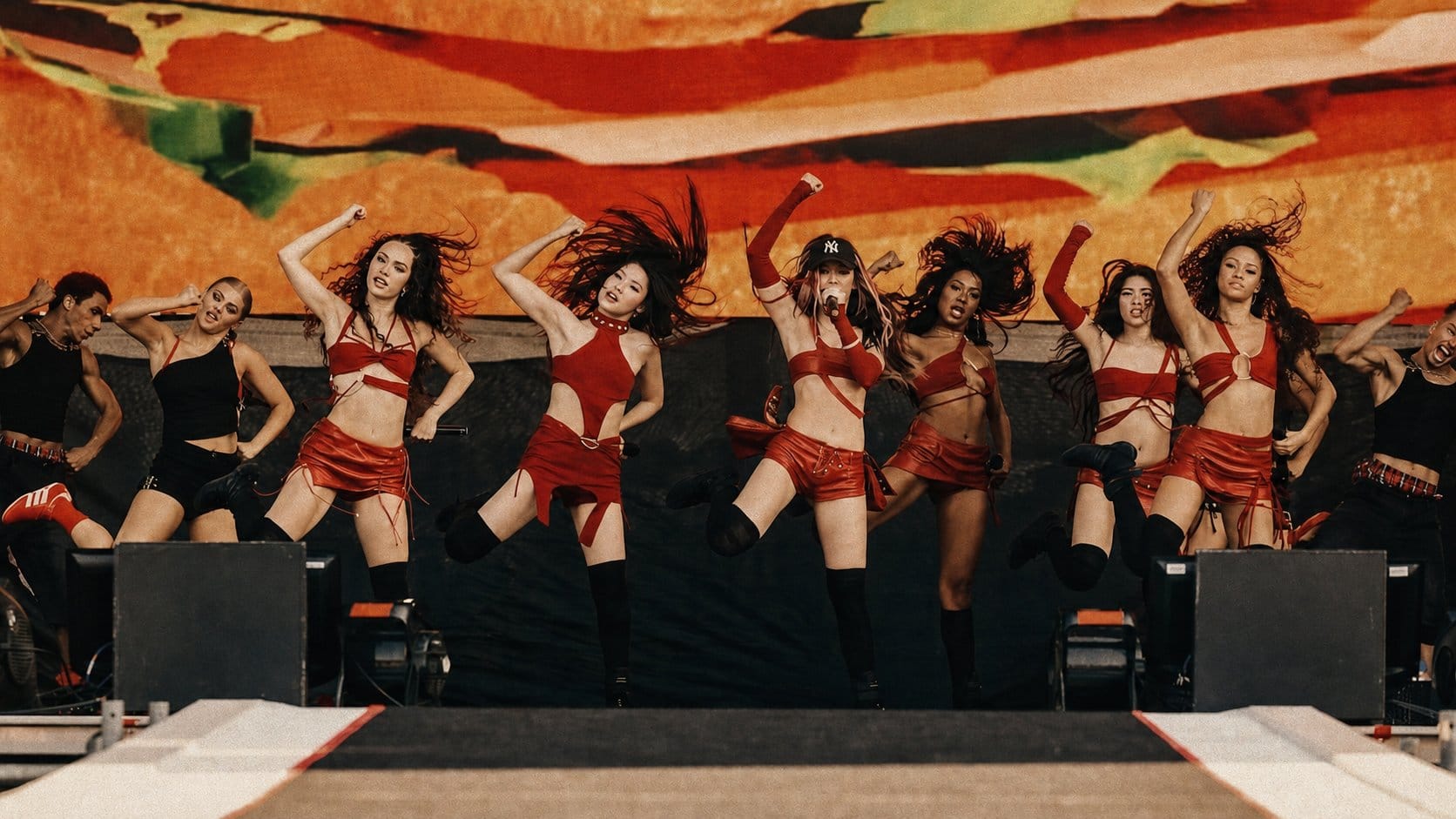 KATSEYE five-member K-pop group on stage