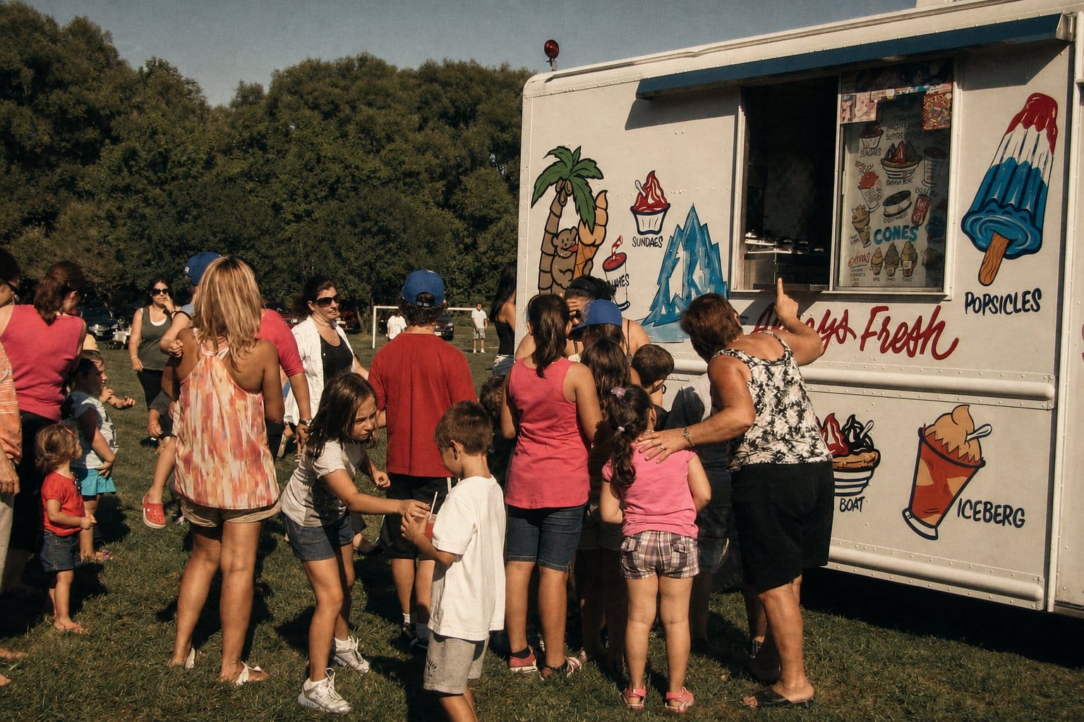 Ice cream truck at outdoor release party