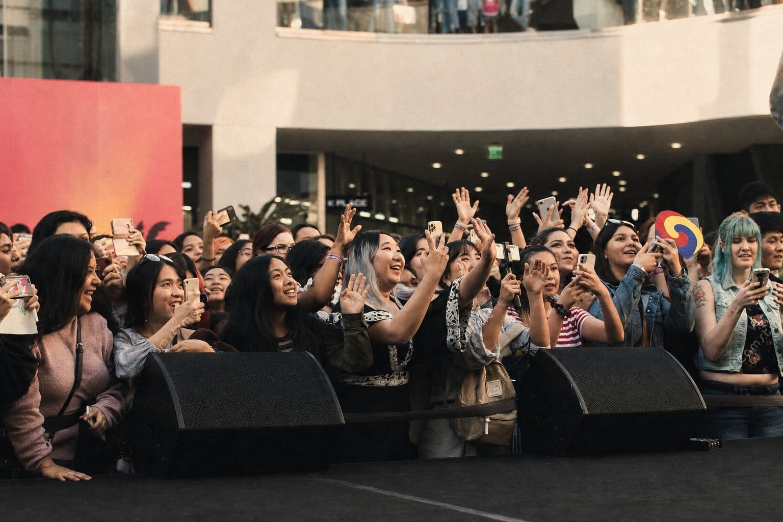 Fan crowd at K-pop outdoor release event