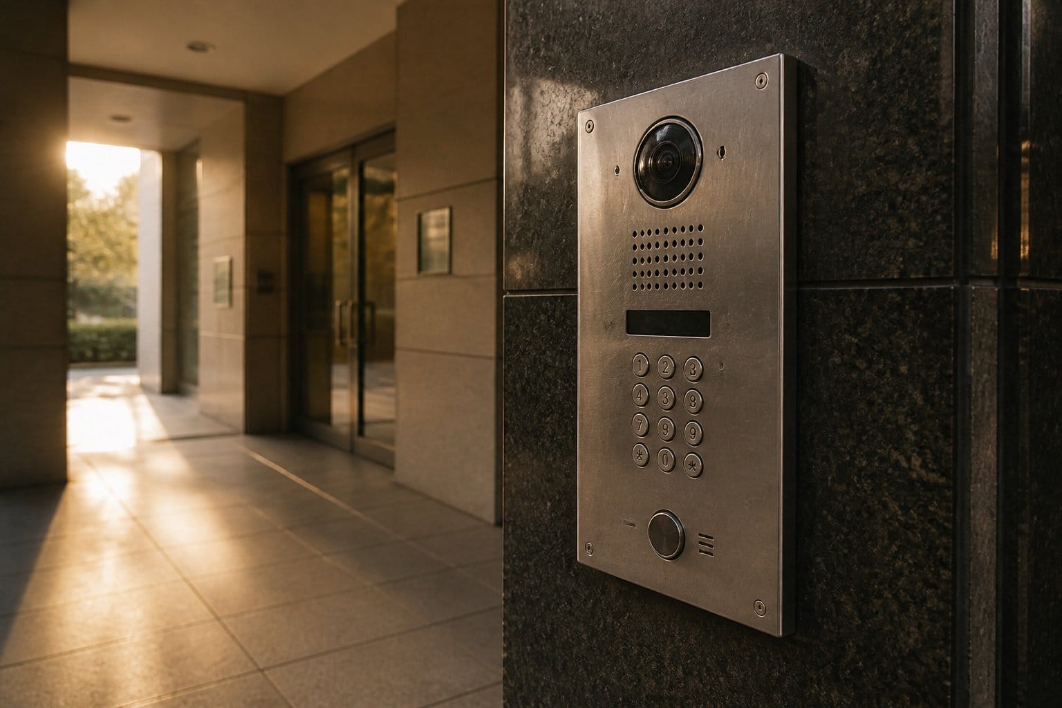 apartment building doorbell intercom panel