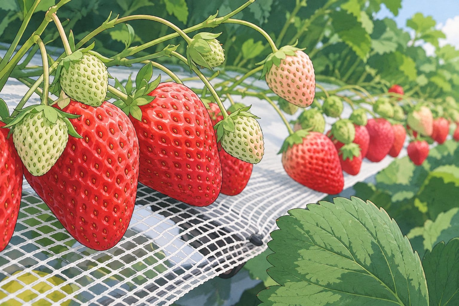 Japanese strawberry field farm