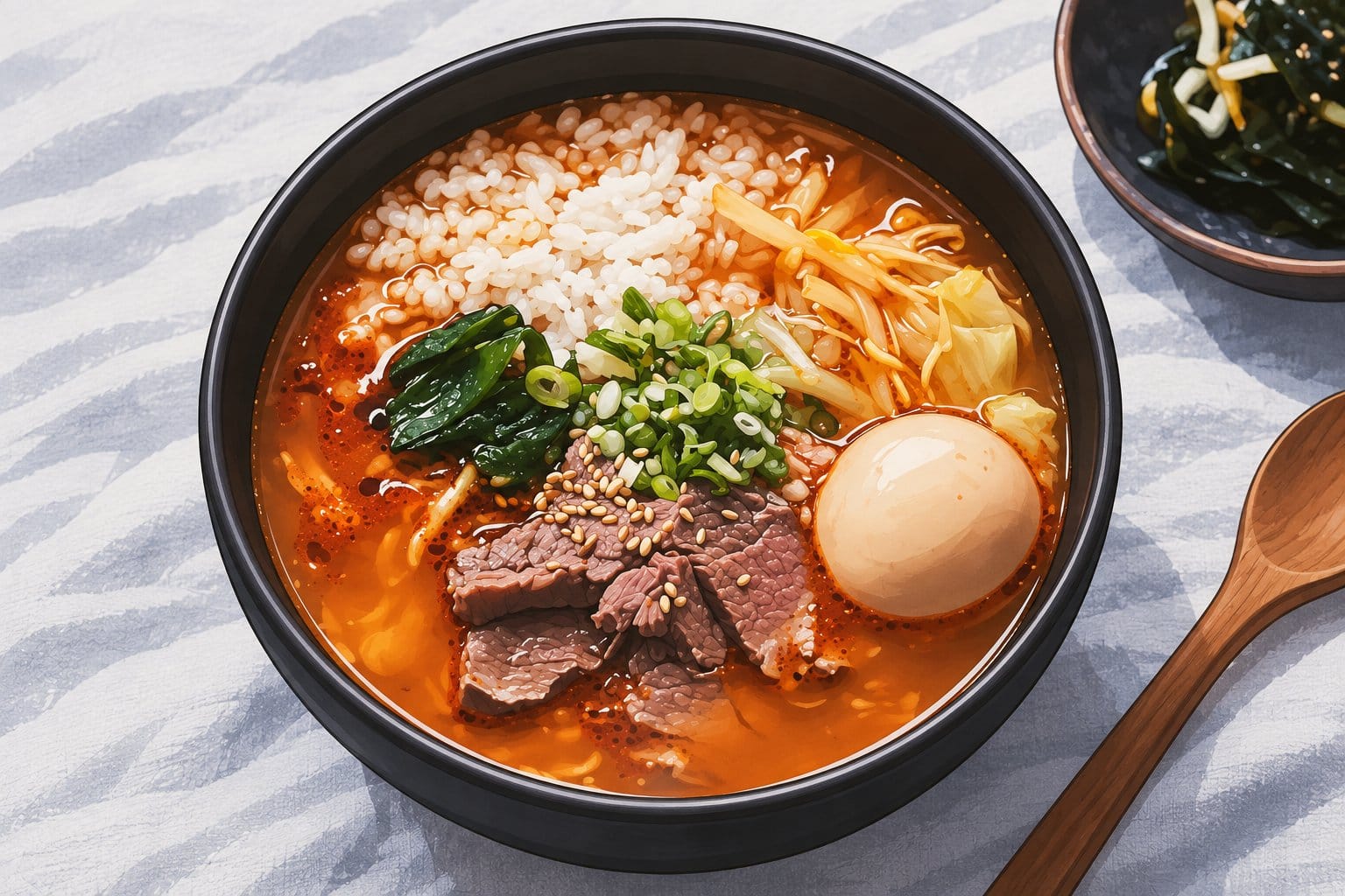 Individual rice bowl and soup (bap and guk)