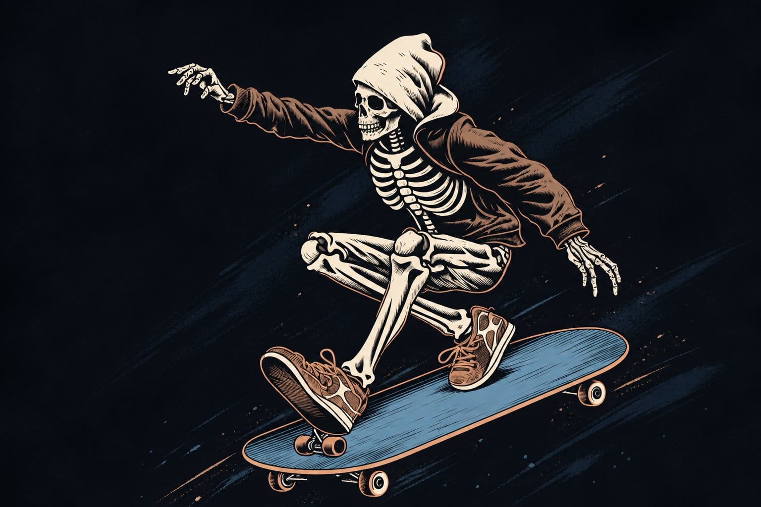 Skateboarding skeleton teaser visual