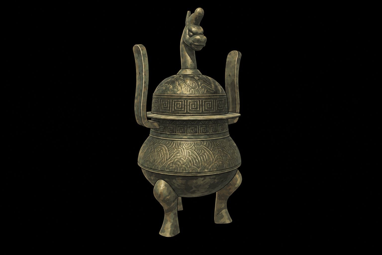 Dragon-lidded bronze incense burners (향로) at Geunjeongjeon