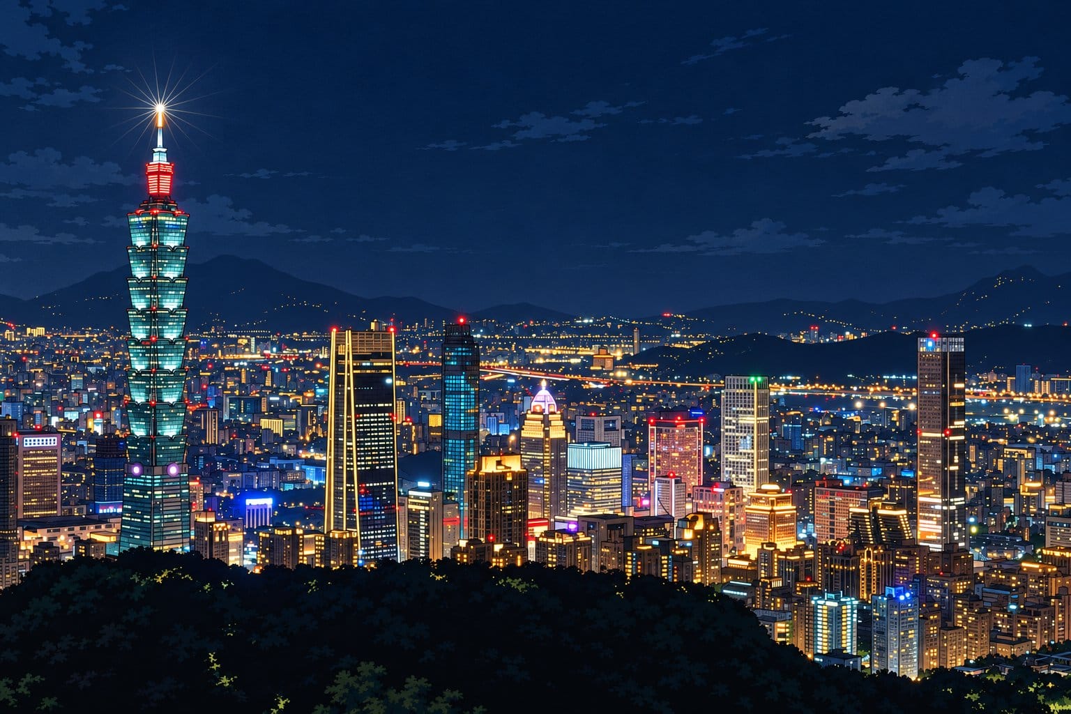 Taipei city skyline with Taipei 101