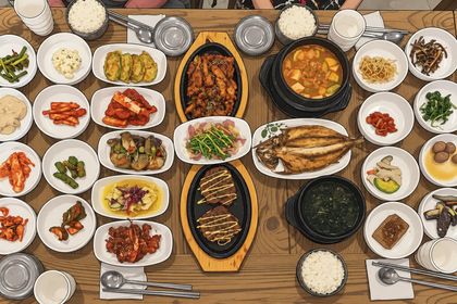 Every diner gets their own rice— the banchan is shared