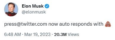 Elon Musk sends automated poop emoji to all reporters emailing questions to  Twitter | Editor and Publisher