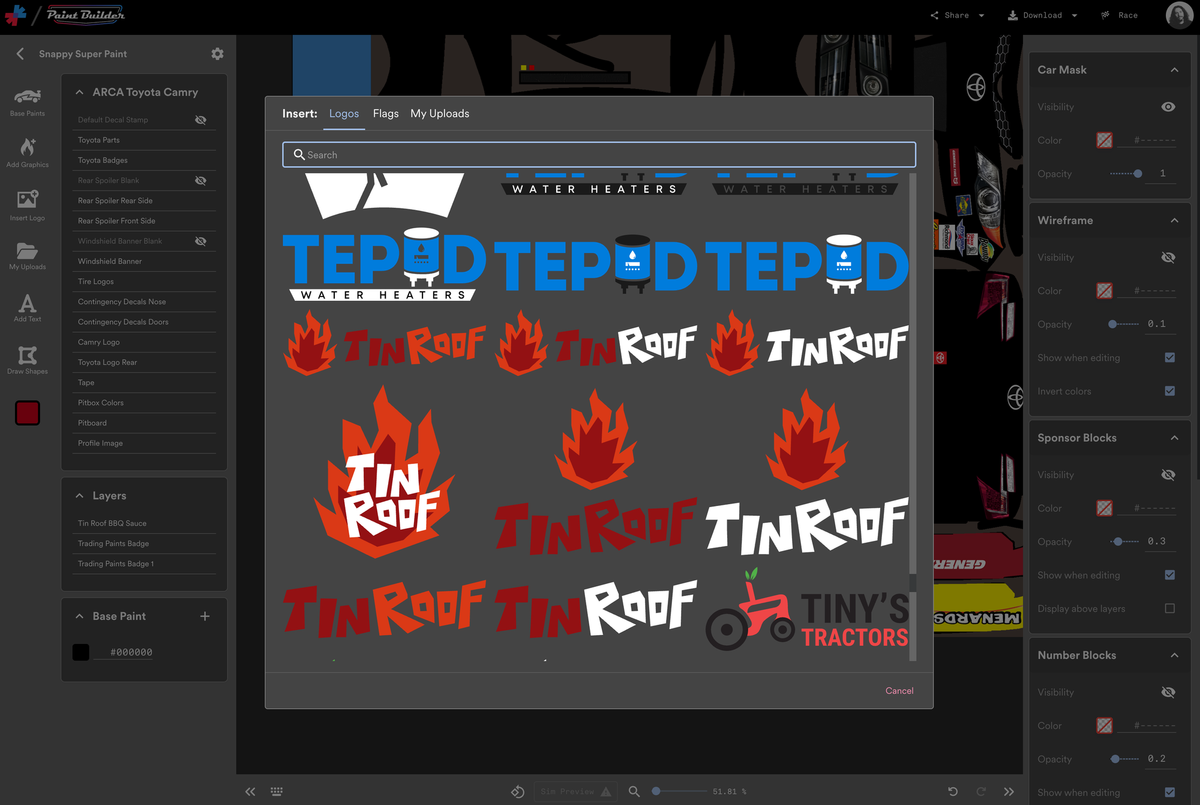Some new fake brands are now available in Paint Builder