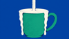 A cup already filled to the brim with liquid still pouring in, overflow spilling down its sides