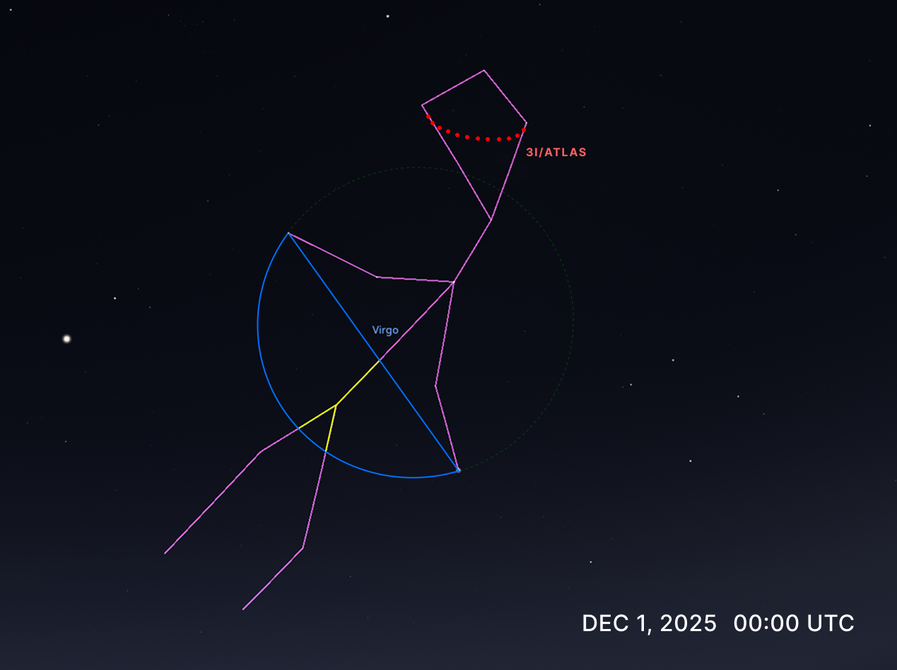 The twelve pieces of 3I/ATLAS brighten to form 'a crown of twelve stars' in the constellation Virgo.