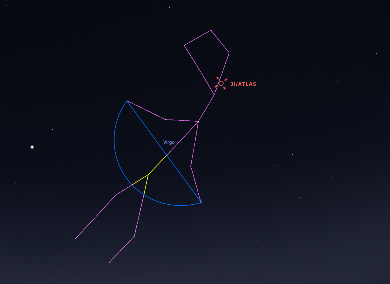 The constellation Virgo holding an ark containing a baby constellation.