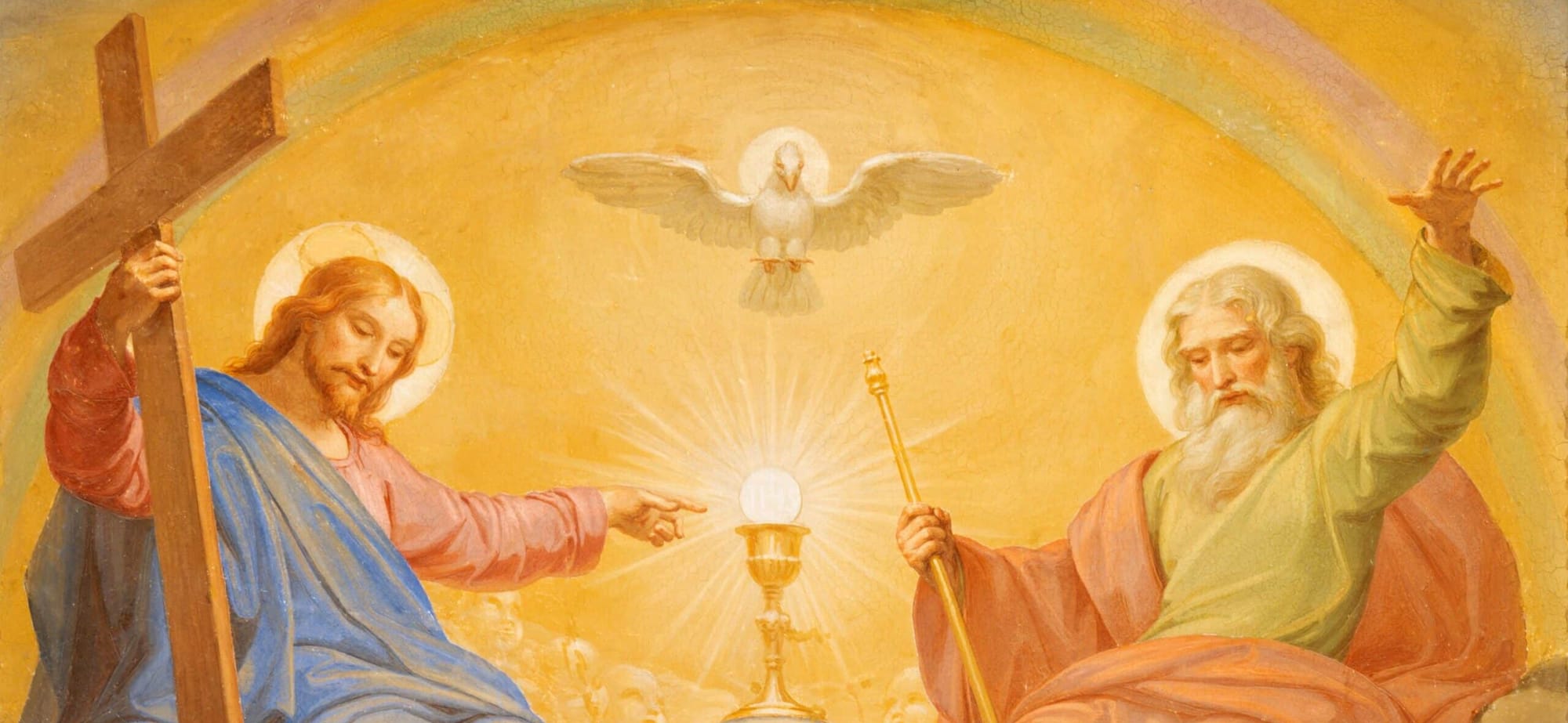 The trinity. Father, Son, and Holy Spirit.