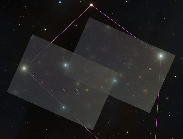 Twelve heavenly objects appear in the constellation Virgo in these telescope images taken between midnight and 2:30 a.m. CDT, April 12, 2026.