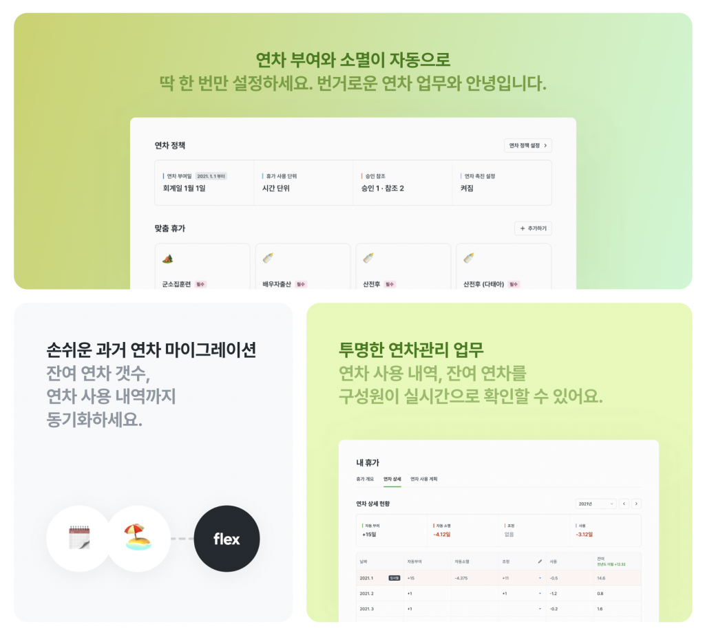 Flex, 연차관리, 연차, HR 업무, 인사관리