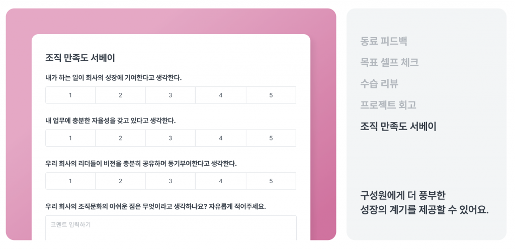 레몬베이스, 피드백, 프로젝트 회고, 서베이, 인사관리